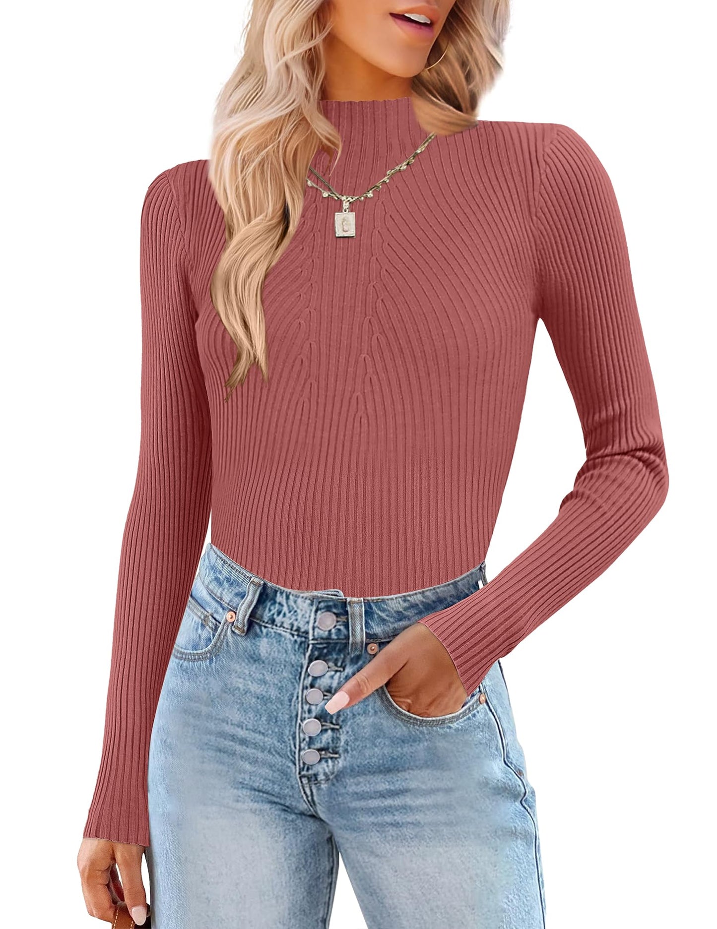 HOTOUCH Turtle Necks Tops for 2026 Rust