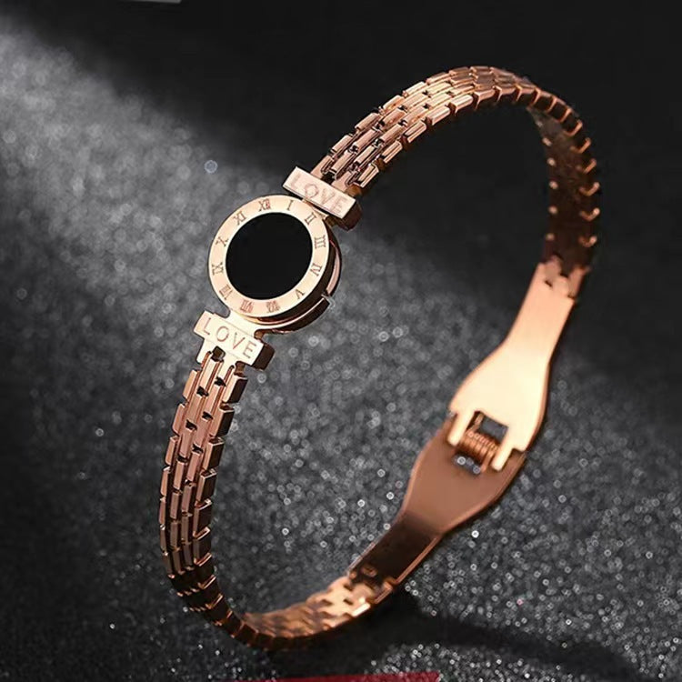 Gold Disc Love Letter Bracelet for Women - Simple Style