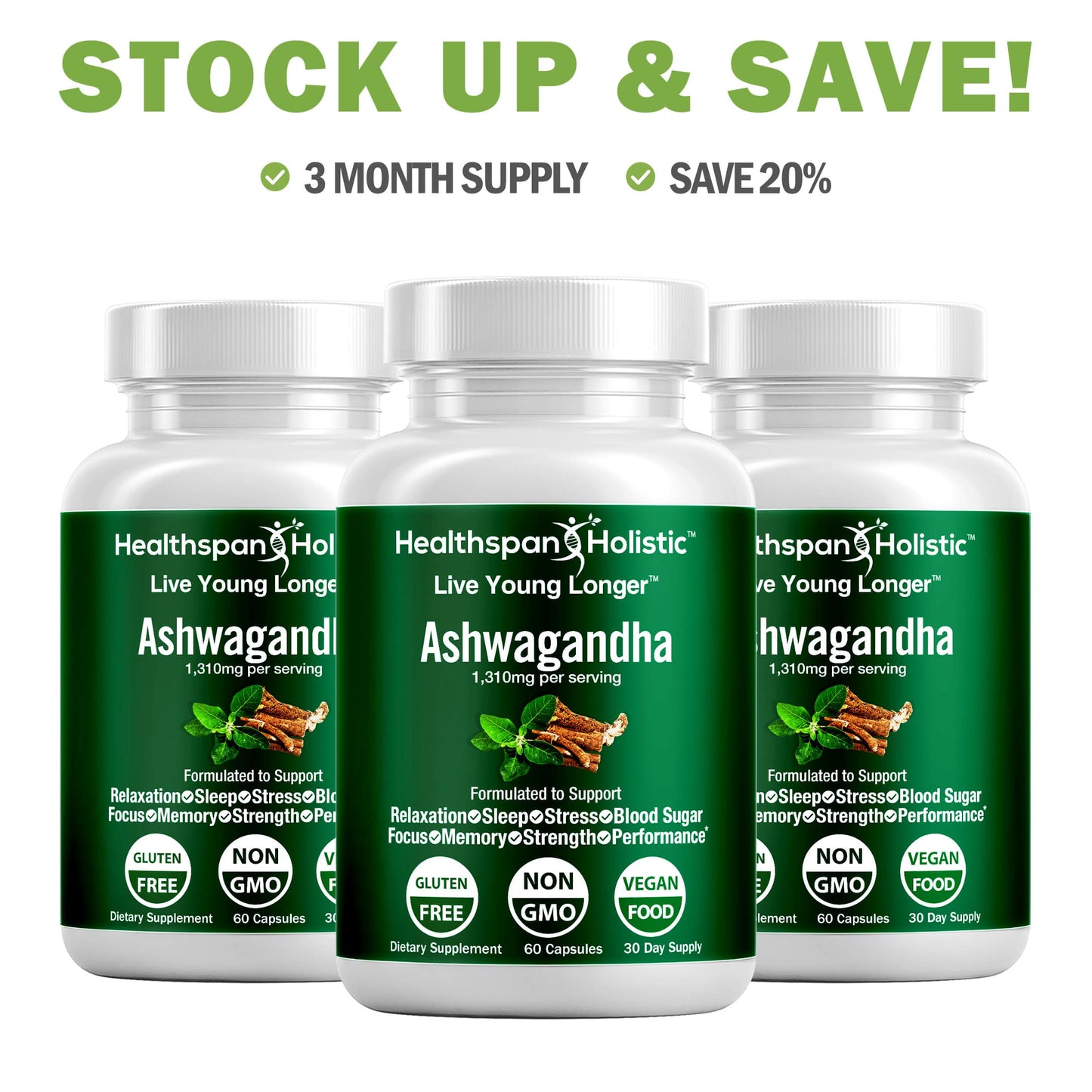 Organic Ashwagandha Adaptogen 60 Capsules