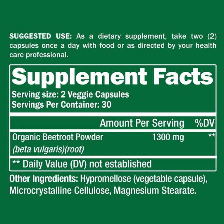 Organic Beetroot Supplement 60 Capsules