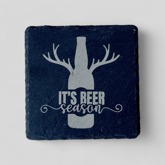 4" x 4" Slate Coasters - It's Beer Season