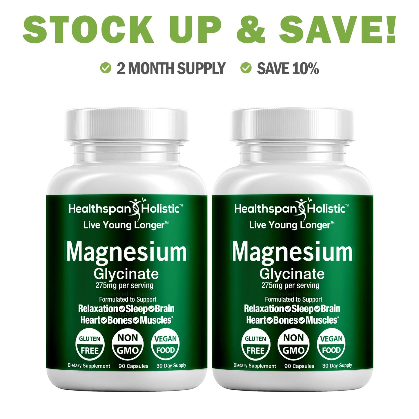 Magnesium Glycinate Supplement 90 Capsules