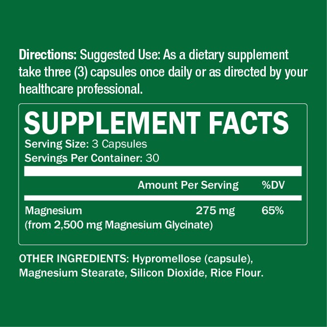Magnesium Glycinate Supplement 90 Capsules