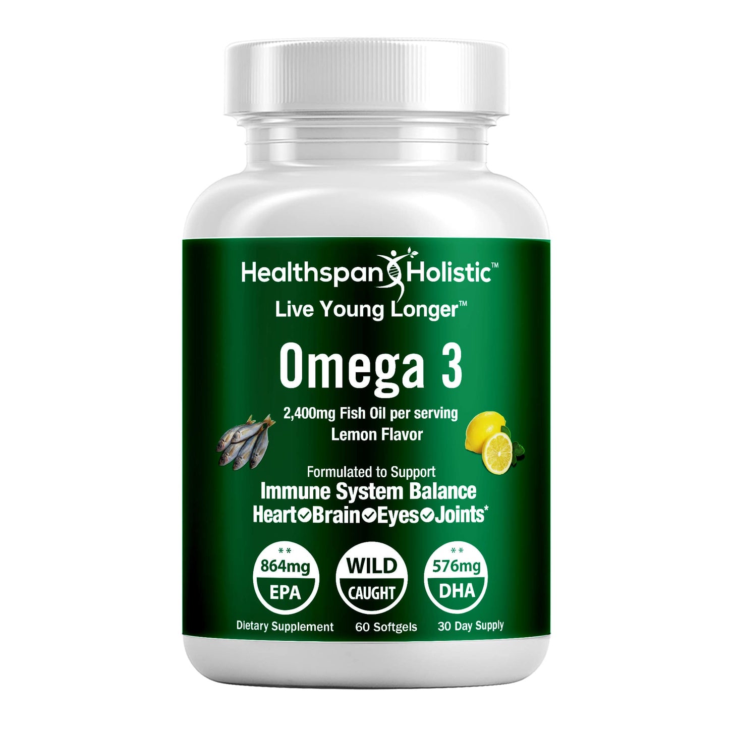 High Dose Omega 3 Fish Oil Supplement 60 Softgels