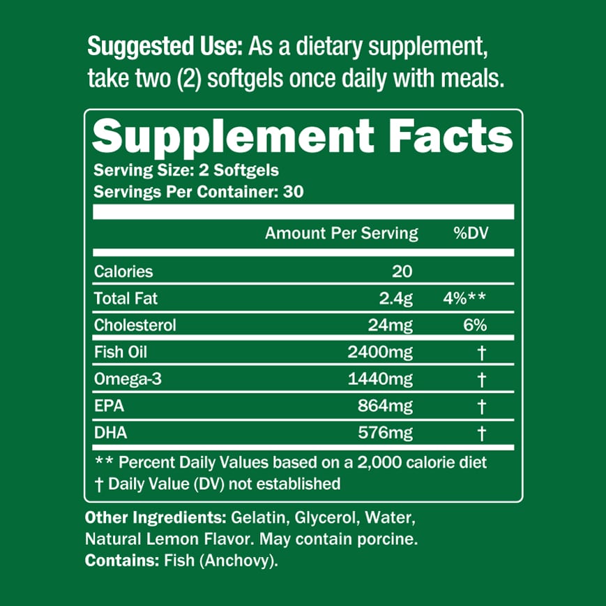 High Dose Omega 3 Fish Oil Supplement 60 Softgels