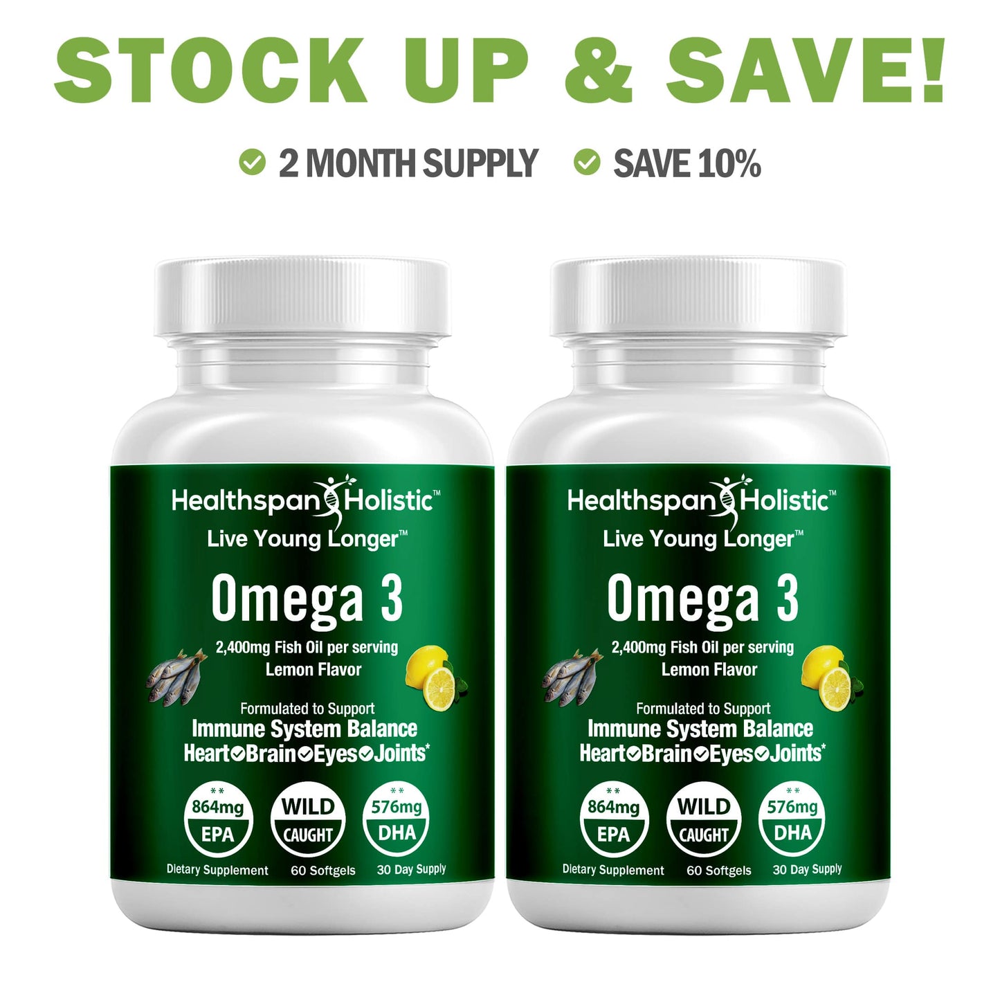 High Dose Omega 3 Fish Oil Supplement 60 Softgels