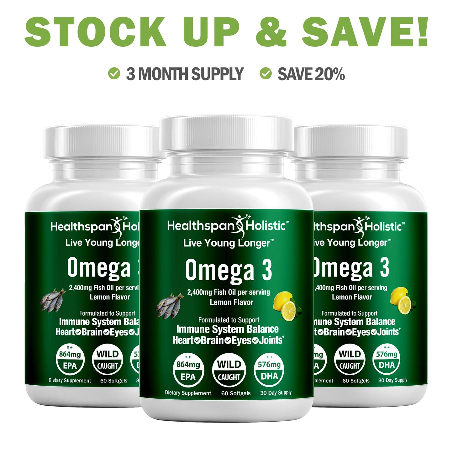 High Dose Omega 3 Fish Oil Supplement 60 Softgels