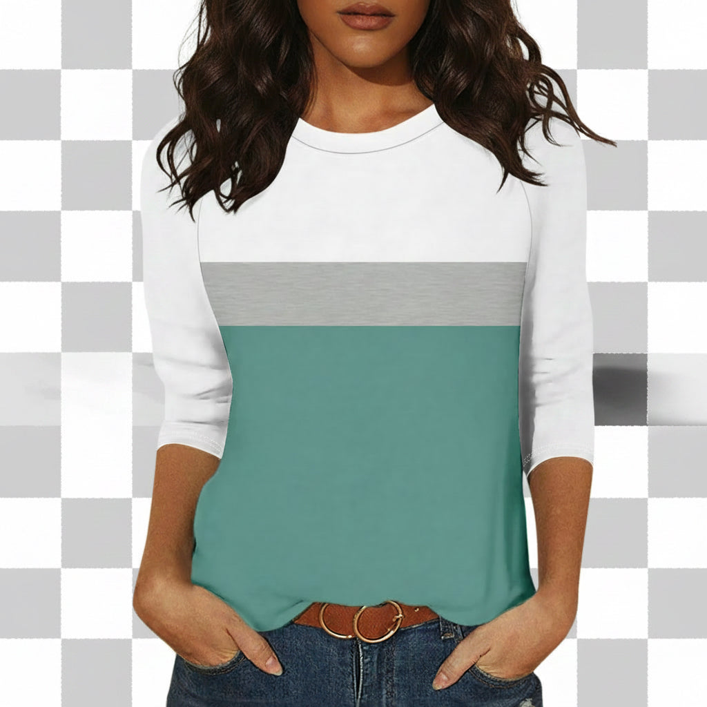 3/4 Sleeve T Shirt - Contrast Raglan Crewneck