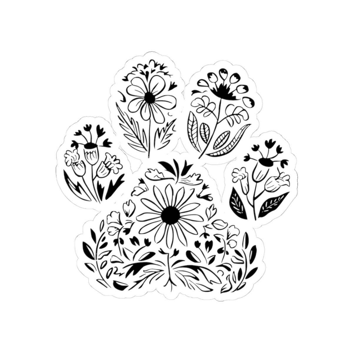 Floral Paw Print Sticker: Boho Botanical Vinyl Decal