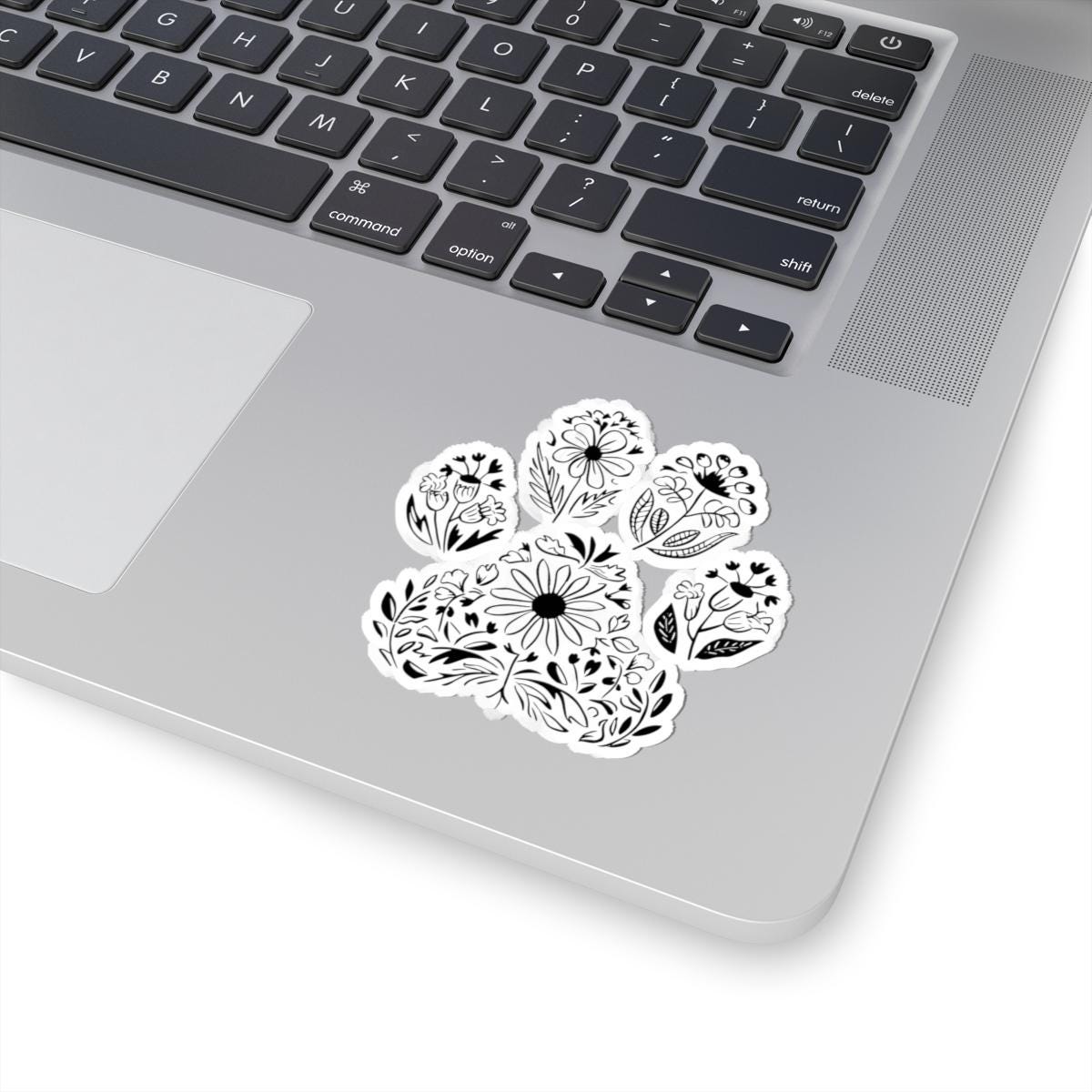 Floral Paw Print Sticker: Boho Botanical Vinyl Decal