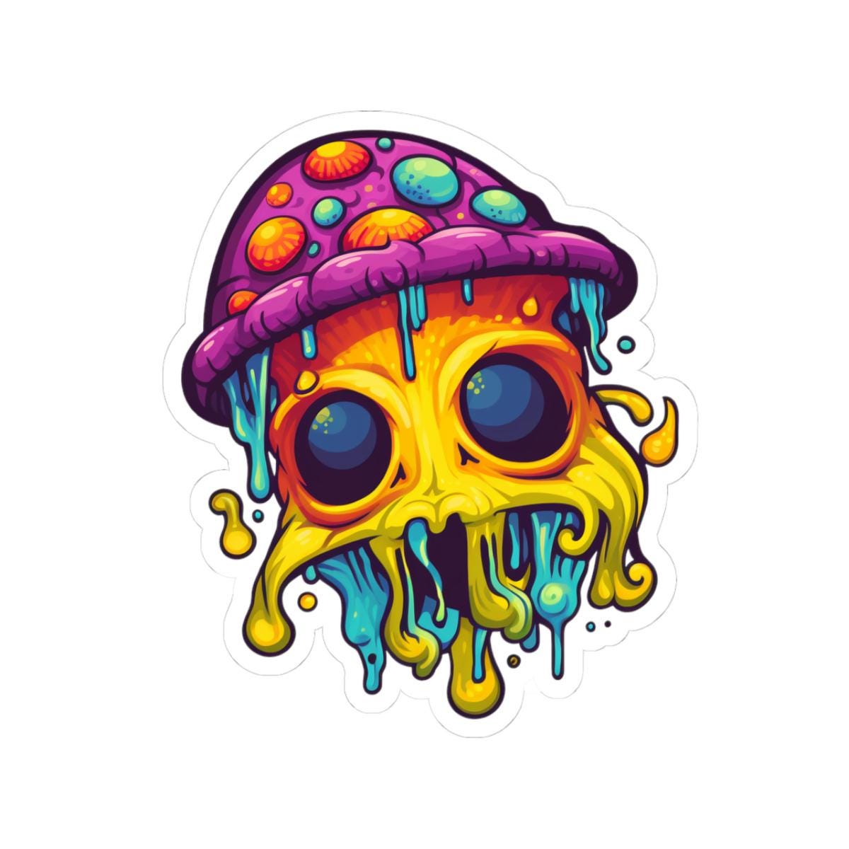 Drippy Mushroom Sticker | Psychedelic Vinyl (Waterproof)